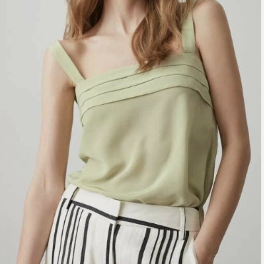 Reiss Paisley Silk Strap Silk Tank Mint Green 6 NWT